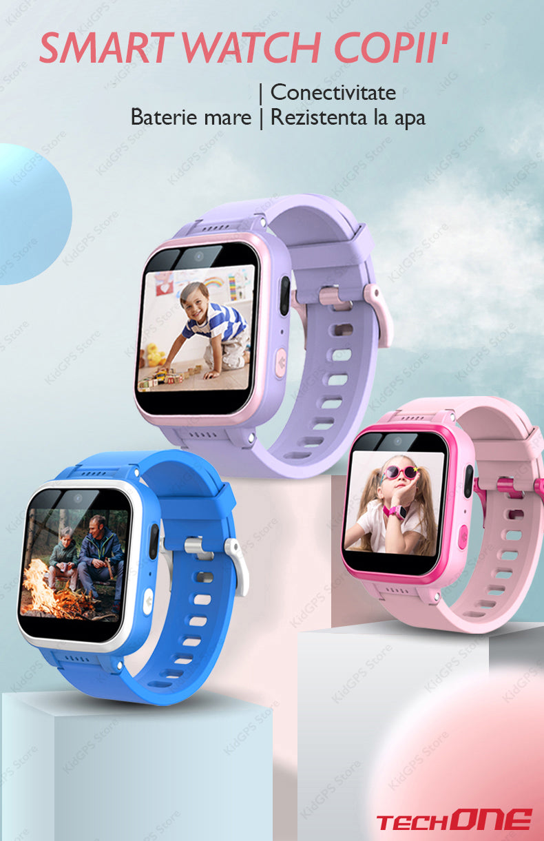 Ceas smartwatch copii Techone Y90, Roz Ceas smartwatch copii Techone Y90, Roz